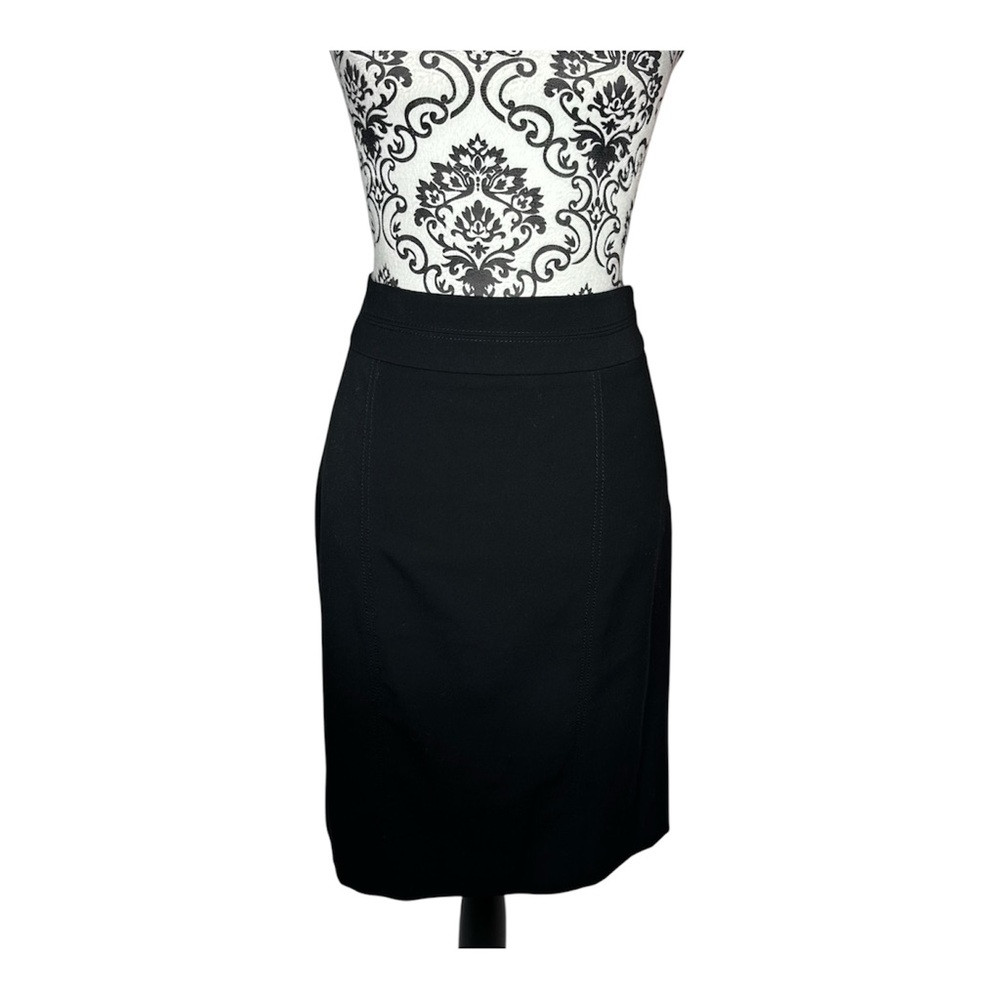 White House Black Market Classic Black Pencil Skirt with Fake Back Slit Size 8